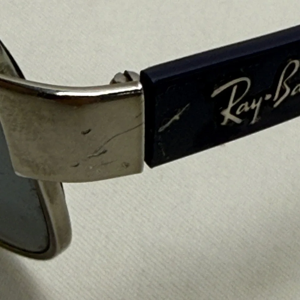 Ray-Ban Frame ONLY‎ Men OS Silver RB3386 Aviator Navy Blue Metal Grey Lens 10140